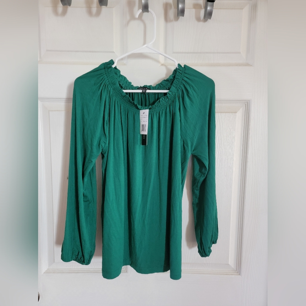 Violet and Roses Green Blouse size Medium